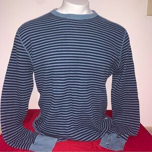 American Eagle Mens Sweater XL Blue Striped Vintage Slim Fit Thermal Pullover